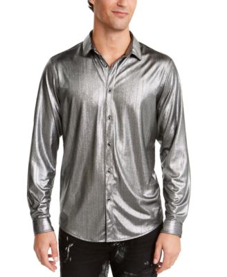 Crinkled Foil Silver Metallic Shirt ...